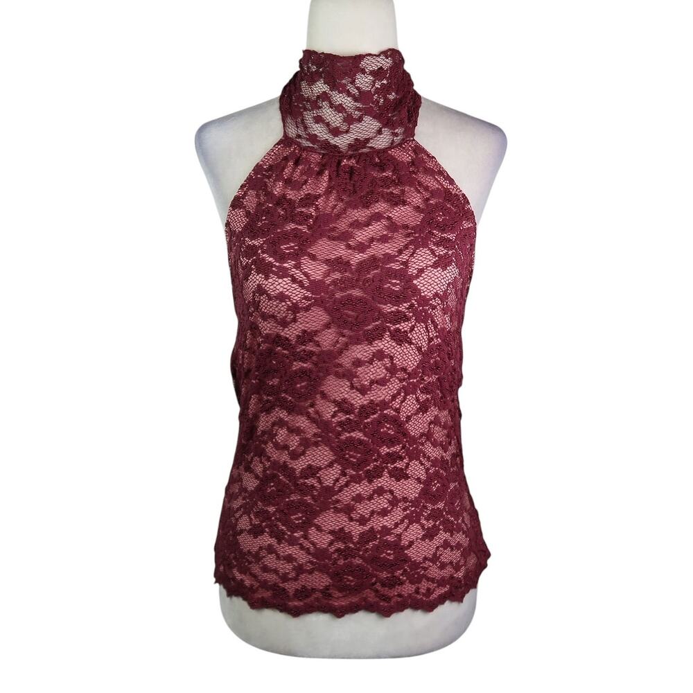 Vintage Y2K Speechless Burgundy Red Lace Halter Top M